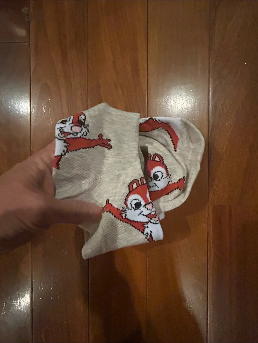 Disney Women’s Chip 'n' Dale Grey and Orange Crew Socks